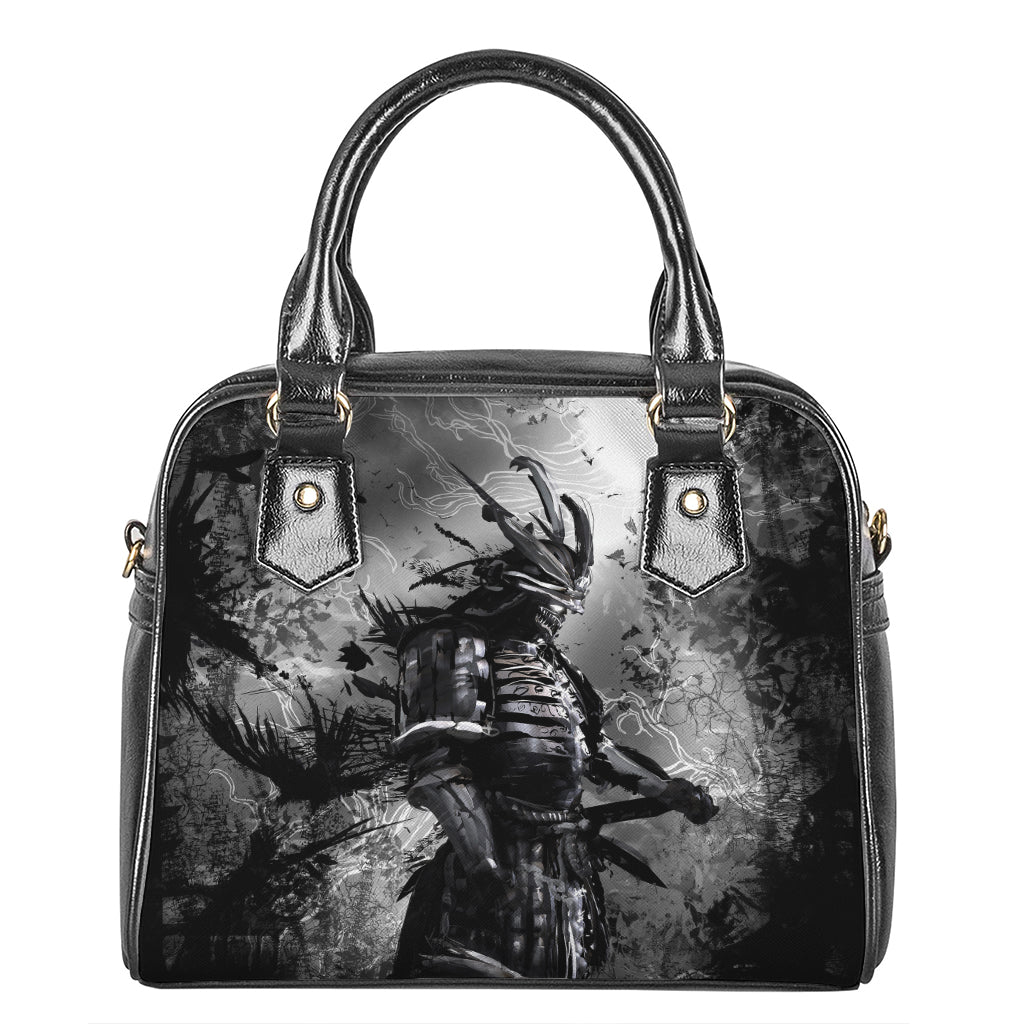 Dark Samurai Warrior Print Shoulder Handbag