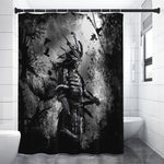 Dark Samurai Warrior Print Shower Curtain