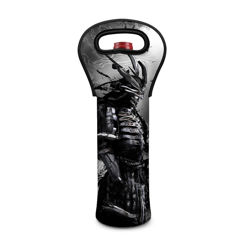 Dark Samurai Warrior Print Single Neoprene Wine Tote