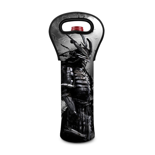 Dark Samurai Warrior Print Single Neoprene Wine Tote