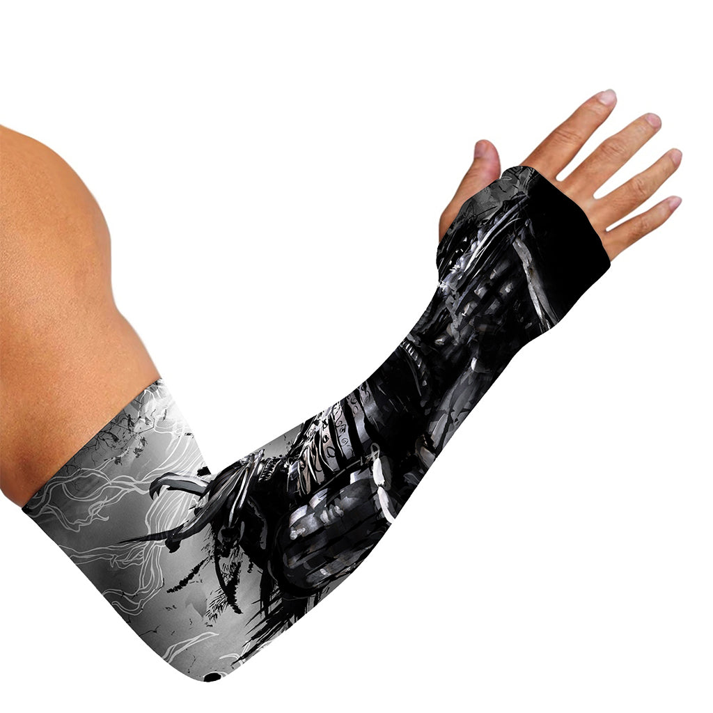 Dark Samurai Warrior Print Sun Protection Arm Sleeves