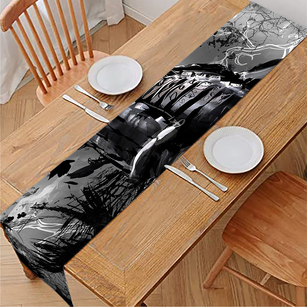 Dark Samurai Warrior Print Table Runner