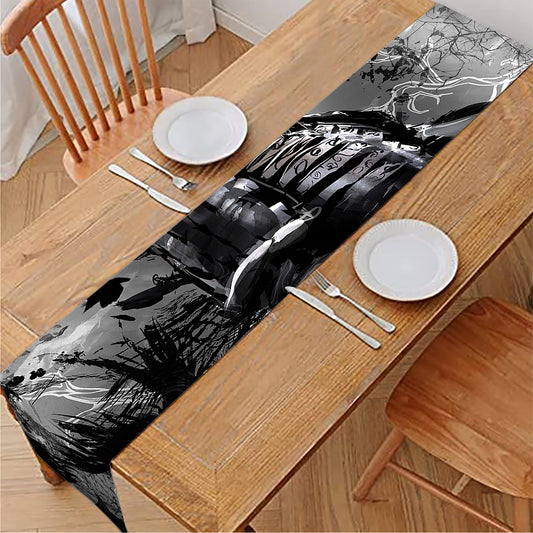 Dark Samurai Warrior Print Table Runner