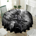 Dark Samurai Warrior Print Waterproof Round Tablecloth