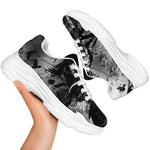 Dark Samurai Warrior Print White Chunky Shoes