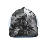 Dark Samurai Warrior Print White Mesh Trucker Cap