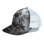 Dark Samurai Warrior Print White Mesh Trucker Cap