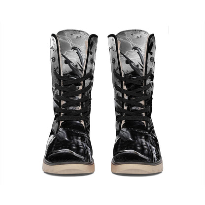 Dark Samurai Warrior Print Winter Boots