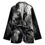 Dark Samurai Warrior Print Women's Blazer