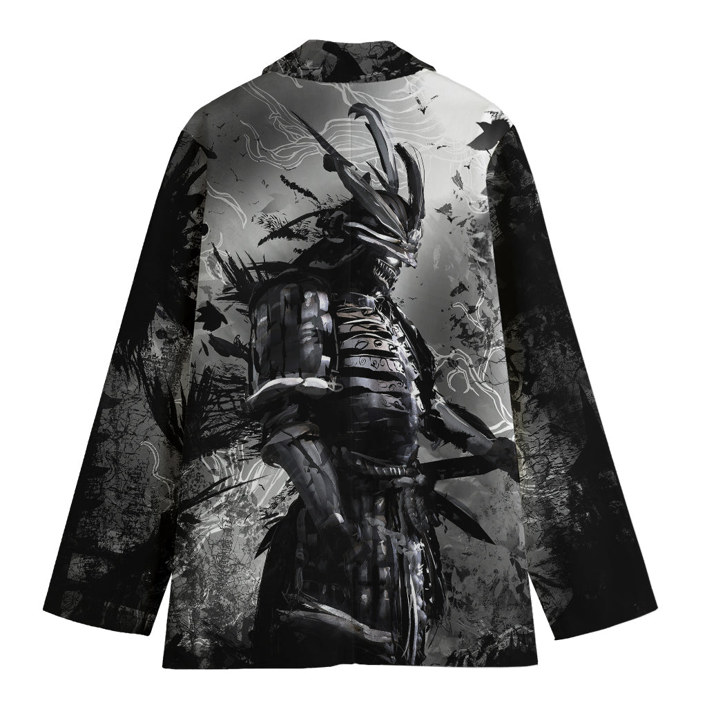 Dark Samurai Warrior Print Women's Blazer