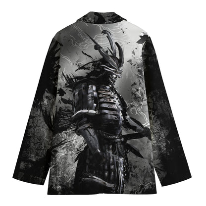 Dark Samurai Warrior Print Women's Blazer