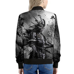 Dark Samurai Warrior Print Women's Bomber Jacket