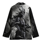 Dark Samurai Warrior Print Women's Cotton Blazer