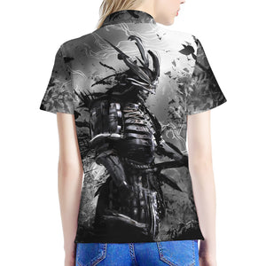 Dark Samurai Warrior Print Women's Polo Shirt