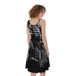 Dark Samurai Warrior Print Women's Sleeveless Dress