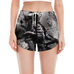 Dark Samurai Warrior Print Women's Split Running Shorts