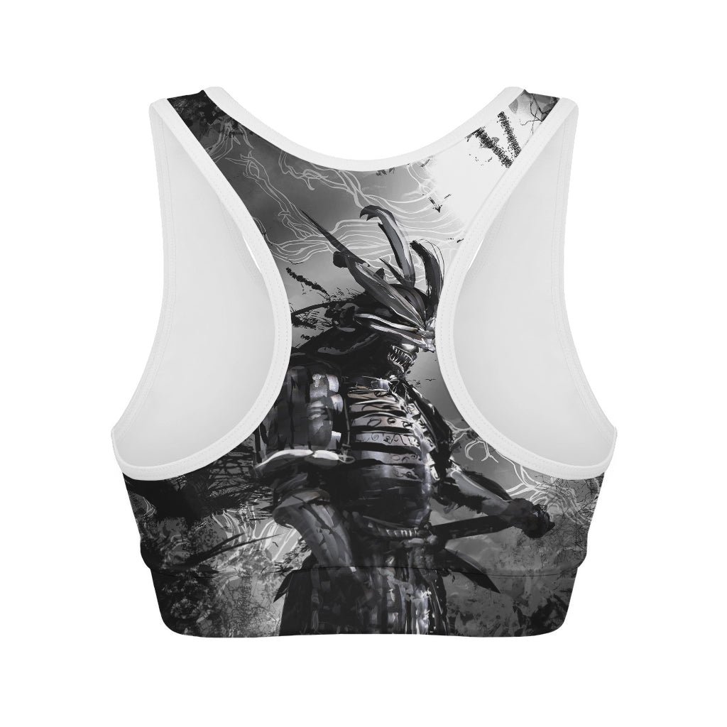 Dark Samurai Warrior Print Women's Sports Bra