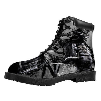 Dark Samurai Warrior Print Work Boots