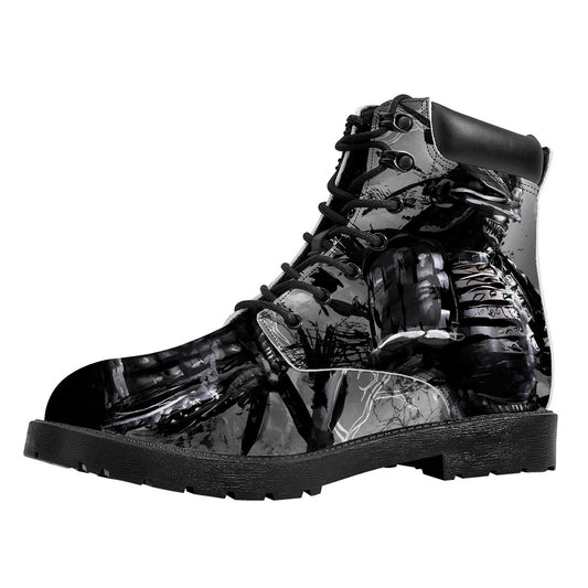 Dark Samurai Warrior Print Work Boots