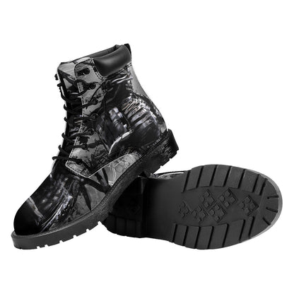 Dark Samurai Warrior Print Work Boots