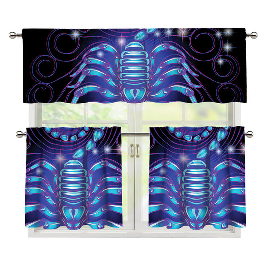 Dark Scorpio Zodiac Sign Print 3 Piece Kitchen Curtains