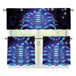 Dark Scorpio Zodiac Sign Print 3 Piece Kitchen Curtains
