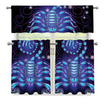 Dark Scorpio Zodiac Sign Print 3 Piece Kitchen Curtains