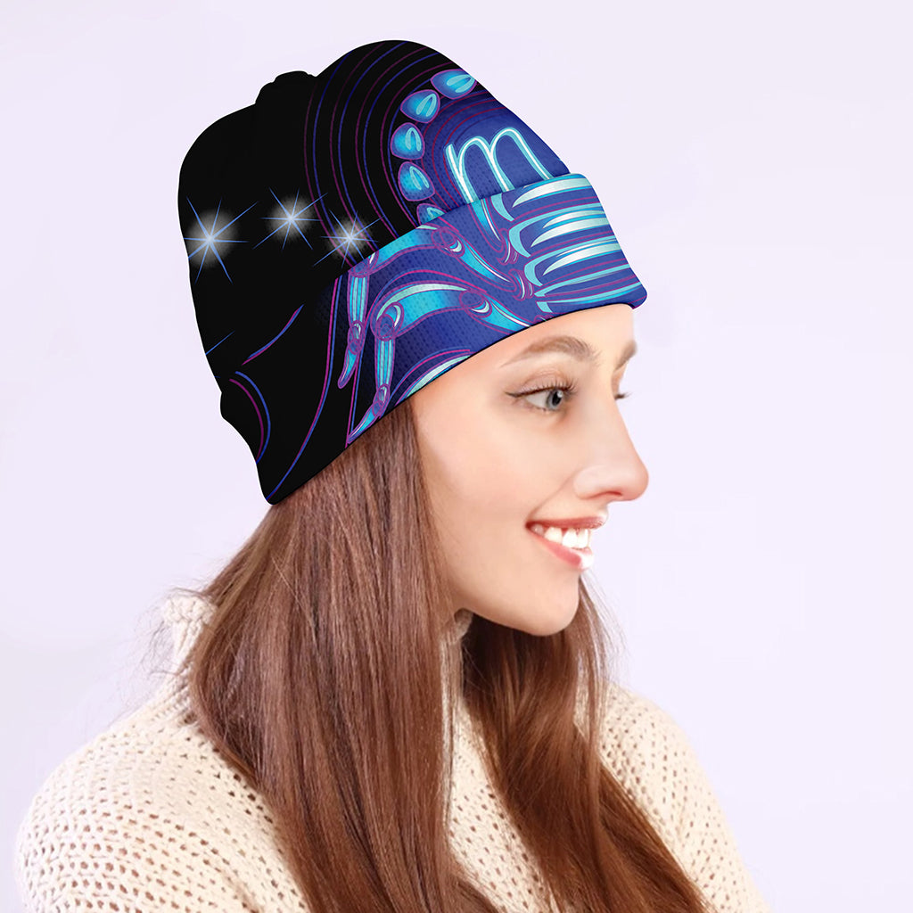 Dark Scorpio Zodiac Sign Print Beanie