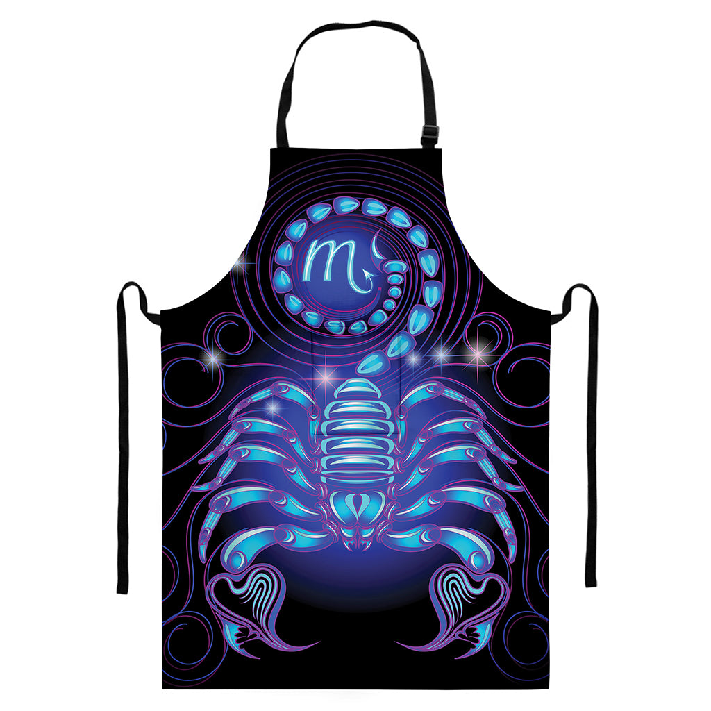 Dark Scorpio Zodiac Sign Print Bib Apron With Pocket