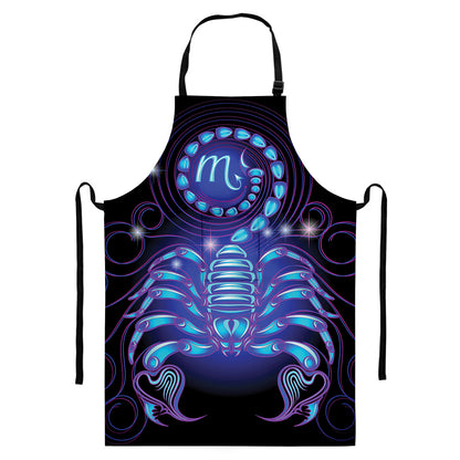 Dark Scorpio Zodiac Sign Print Bib Apron With Pocket