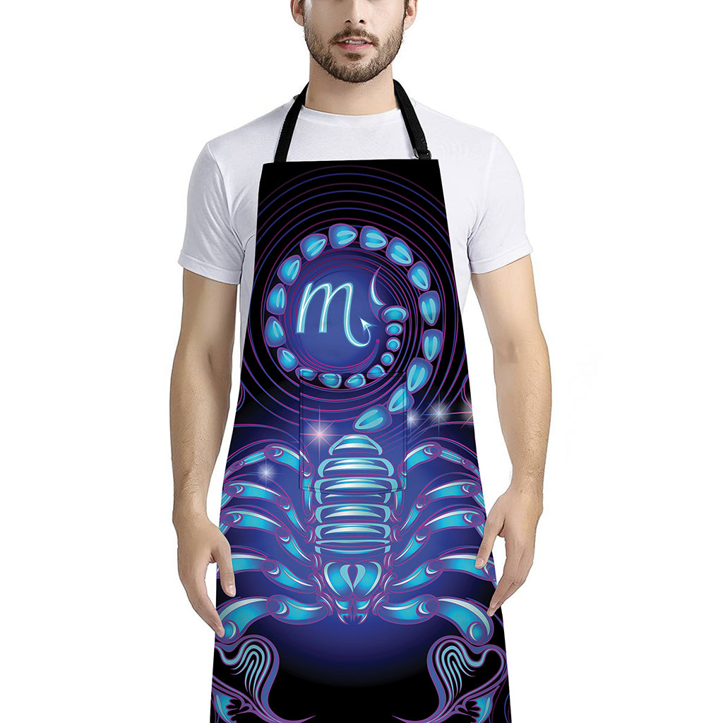 Dark Scorpio Zodiac Sign Print Bib Apron With Pocket