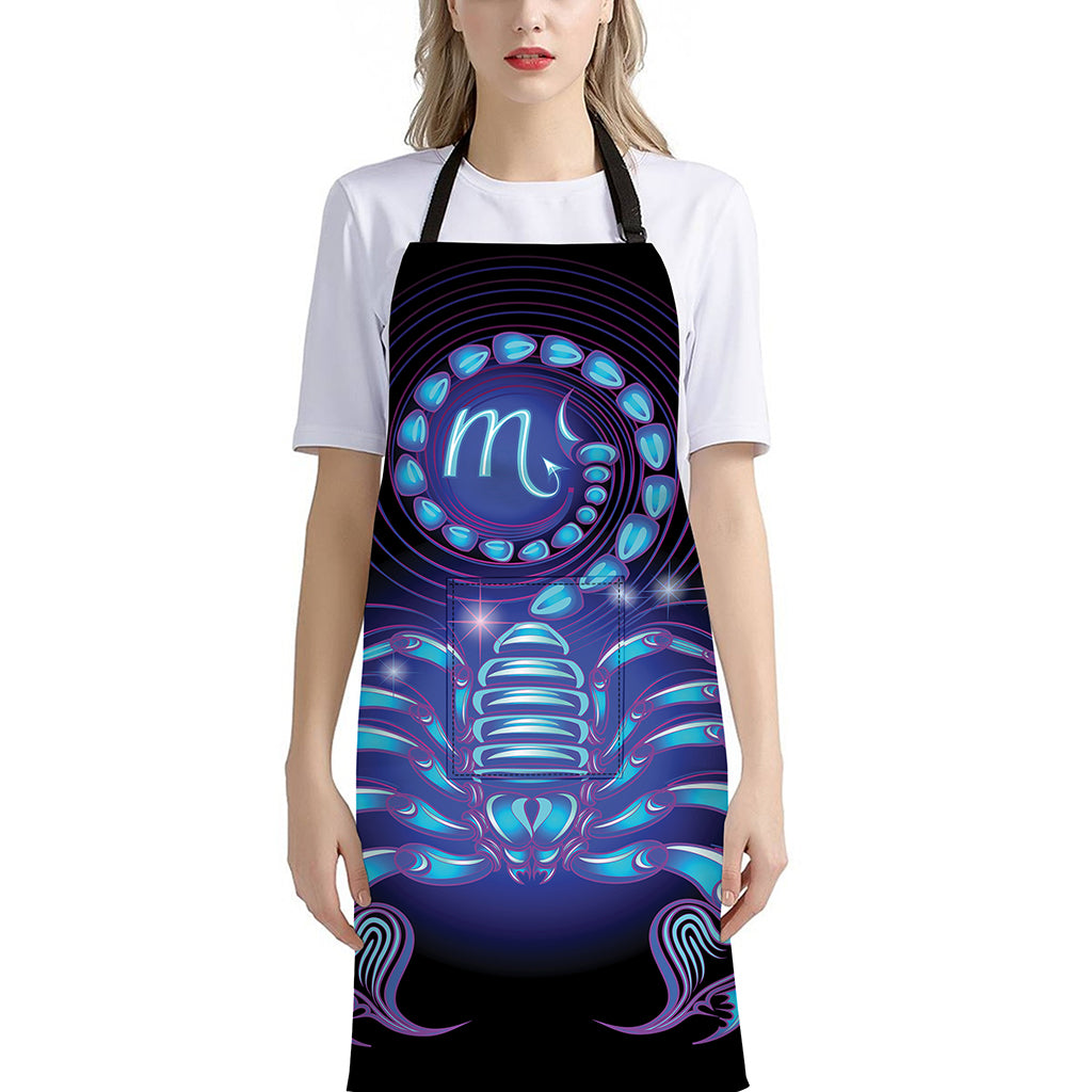 Dark Scorpio Zodiac Sign Print Bib Apron With Pocket