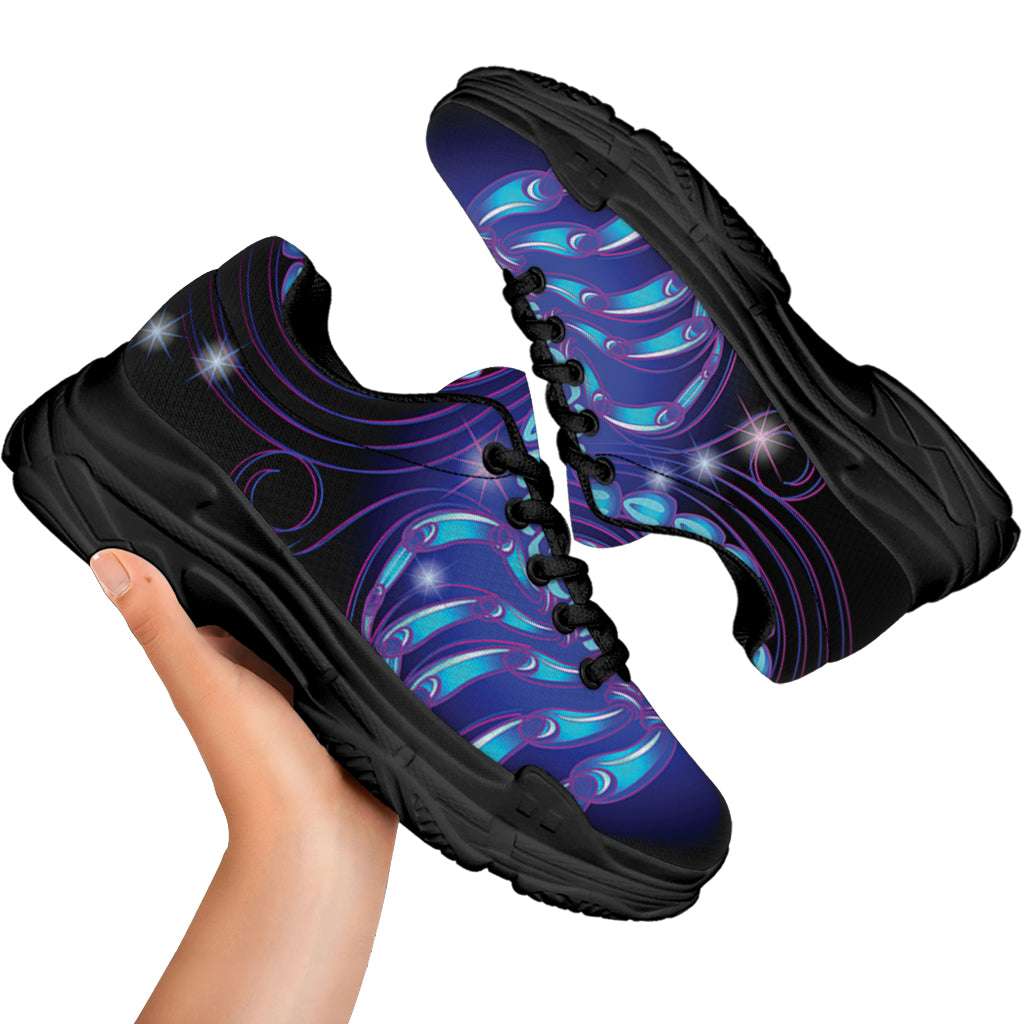Dark Scorpio Zodiac Sign Print Black Chunky Shoes