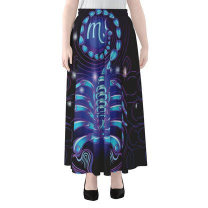Dark Scorpio Zodiac Sign Print Chiffon Maxi Skirt