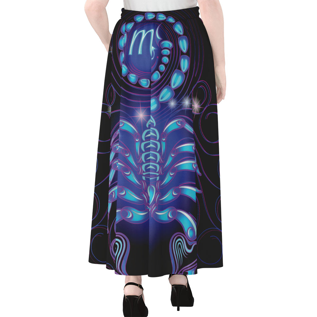 Dark Scorpio Zodiac Sign Print Chiffon Maxi Skirt