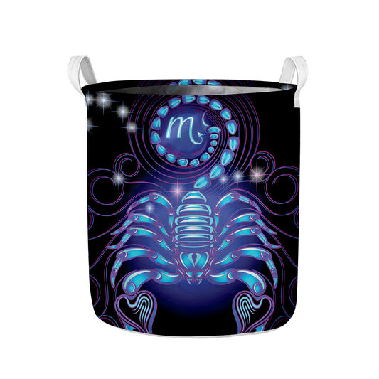 Dark Scorpio Zodiac Sign Print Collapsible Laundry Basket