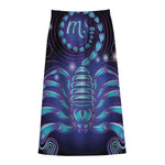 Dark Scorpio Zodiac Sign Print Cotton Front Slit Maxi Skirt