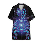 Dark Scorpio Zodiac Sign Print Cotton Hawaiian Shirt