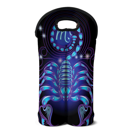 Dark Scorpio Zodiac Sign Print Double Neoprene Wine Tote