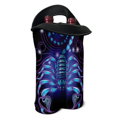 Dark Scorpio Zodiac Sign Print Double Neoprene Wine Tote