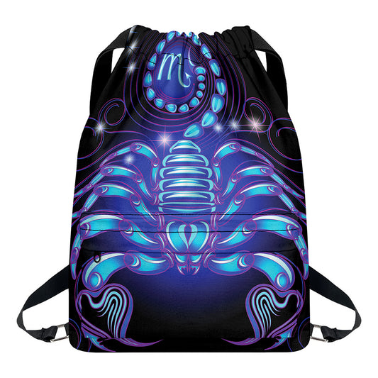 Dark Scorpio Zodiac Sign Print Drawstring Backpack