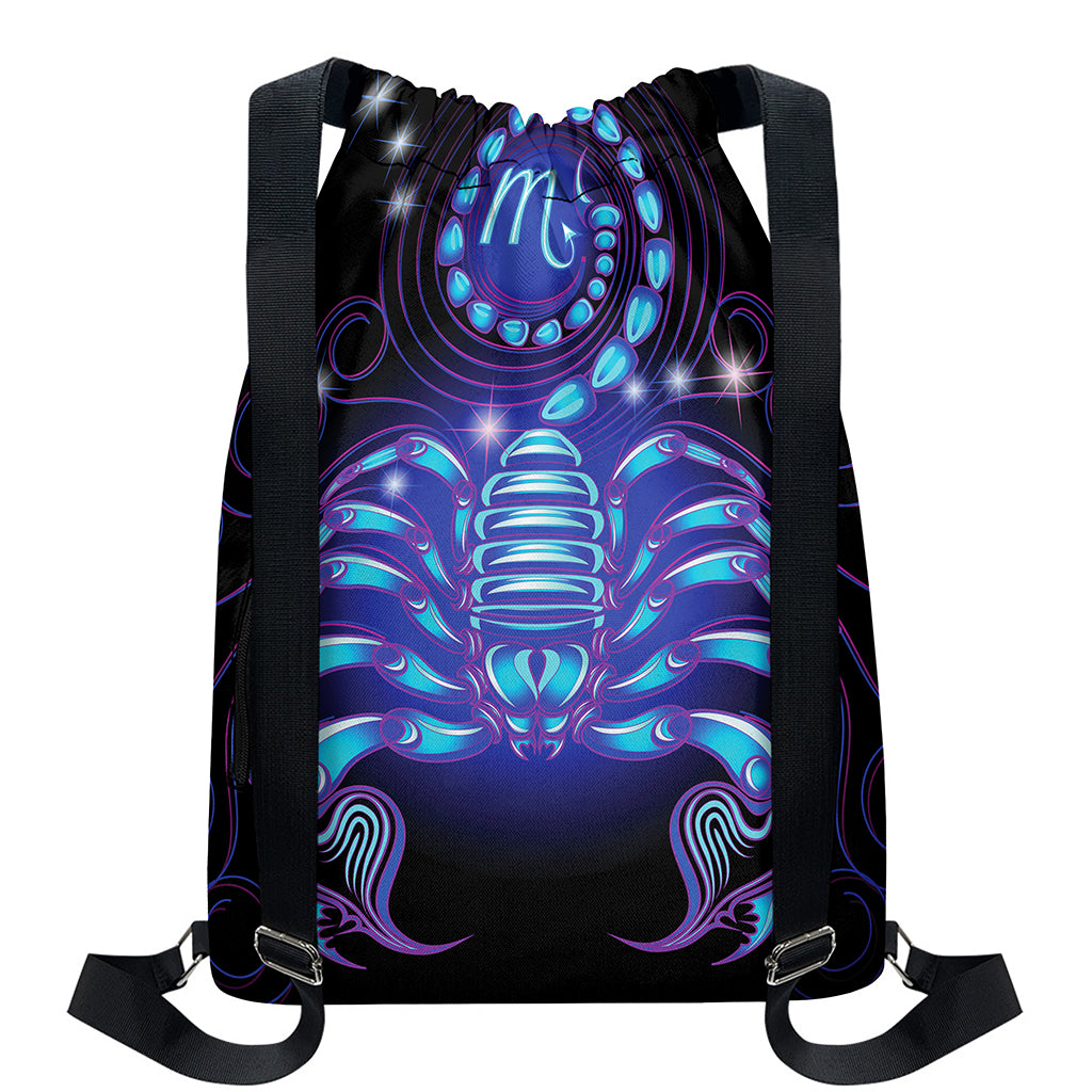 Dark Scorpio Zodiac Sign Print Drawstring Backpack