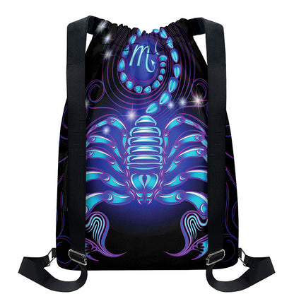 Dark Scorpio Zodiac Sign Print Drawstring Backpack