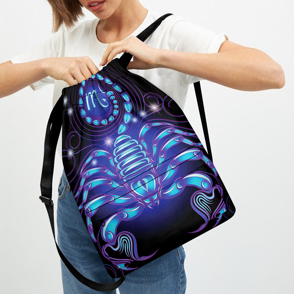 Dark Scorpio Zodiac Sign Print Drawstring Backpack