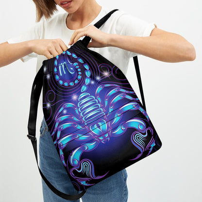 Dark Scorpio Zodiac Sign Print Drawstring Backpack