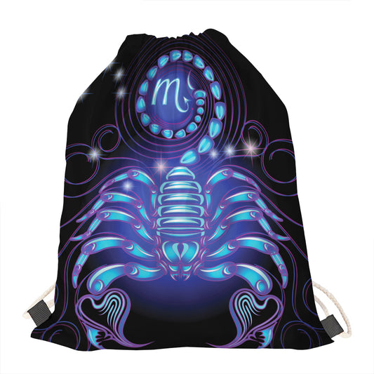 Dark Scorpio Zodiac Sign Print Drawstring Bag
