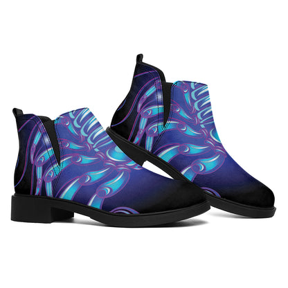 Dark Scorpio Zodiac Sign Print Flat Ankle Boots