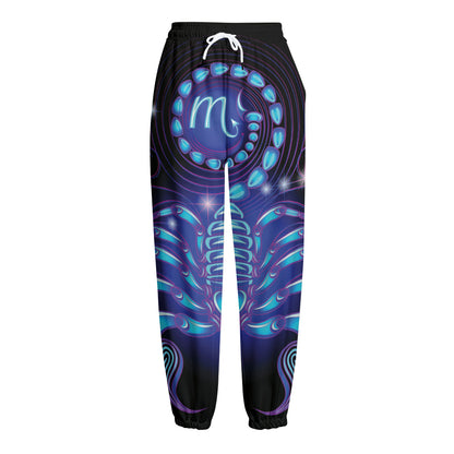 Dark Scorpio Zodiac Sign Print Fleece Lined Knit Pants