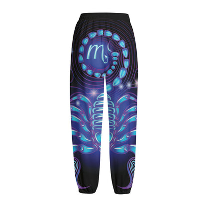 Dark Scorpio Zodiac Sign Print Fleece Lined Knit Pants