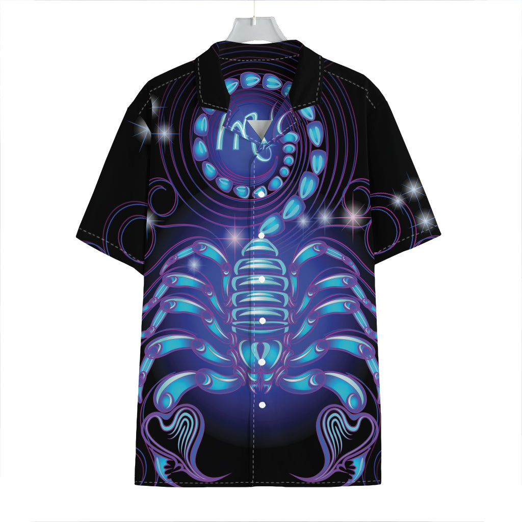 Dark Scorpio Zodiac Sign Print Hawaiian Shirt
